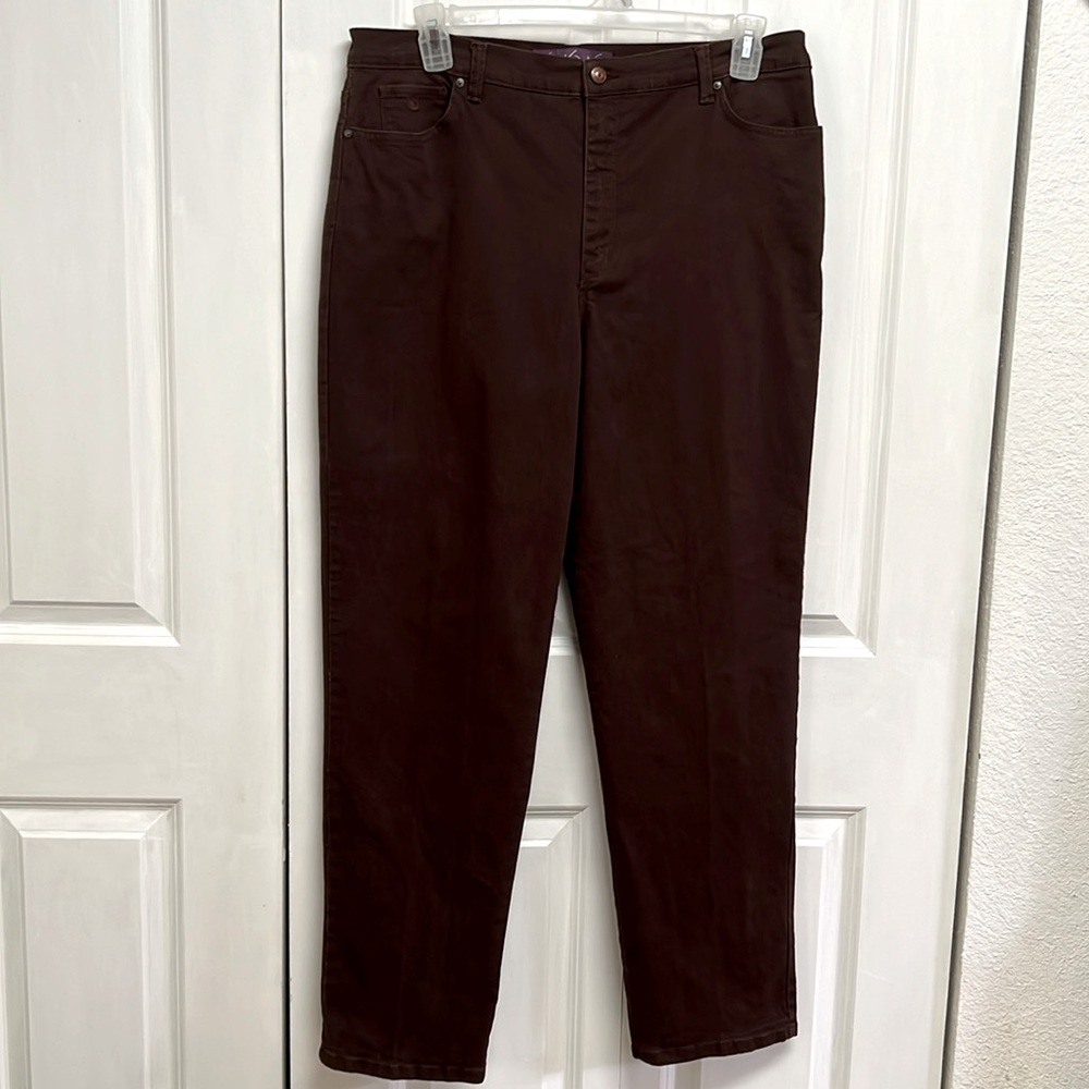 Gloria Vanderbilt Amanda Coffee Brown 5 Pocket High Rise Jeans Size 18
